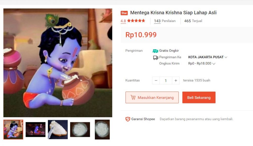 testimoni mentega Vrindavan  Berbagai sumber