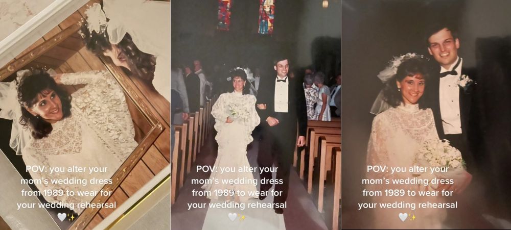 30 tahun disimpan, wanita ini sulap baju pengantin ibunya jadi dress