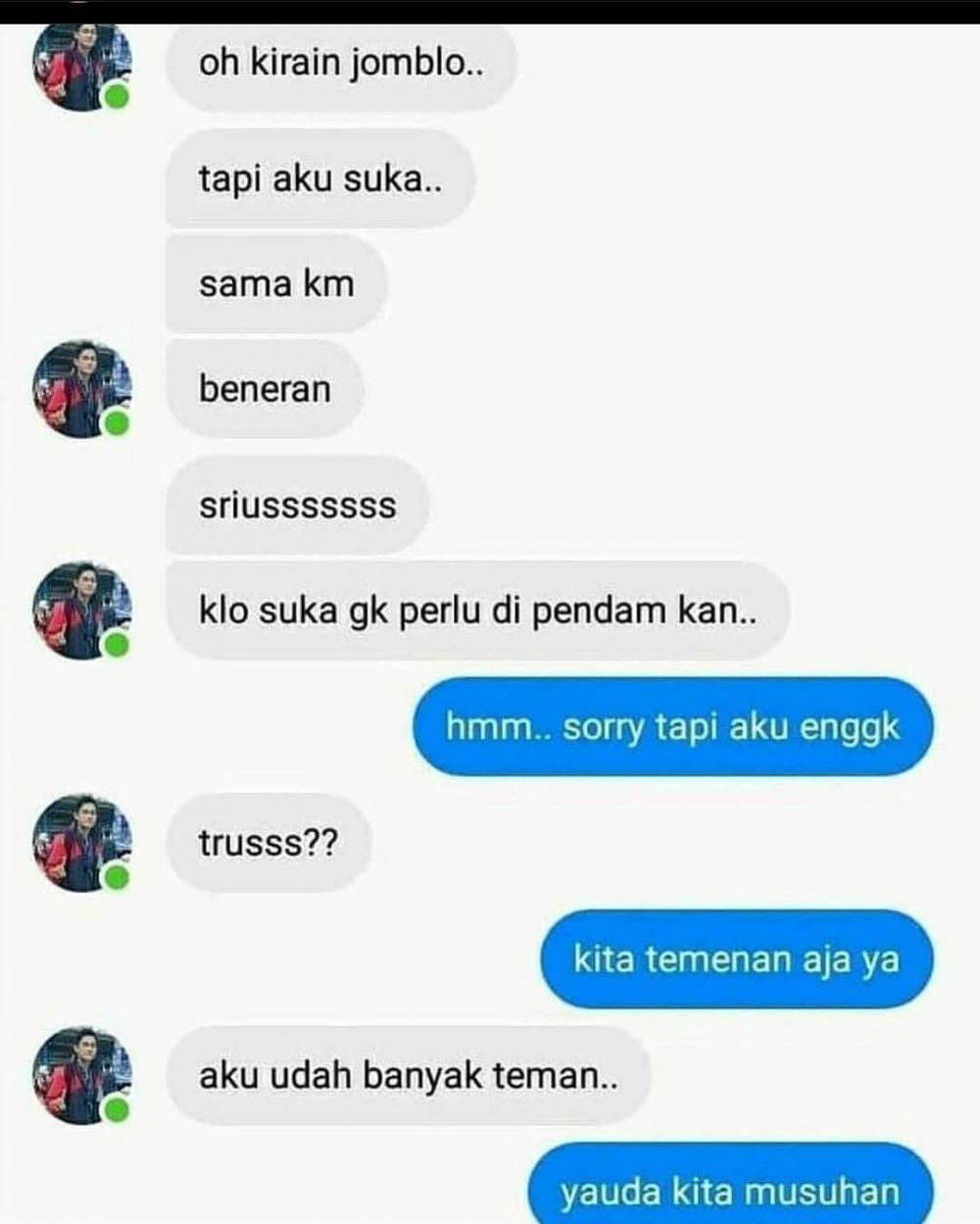 chat lucu dengan gebetan bikin nyesek © instagram