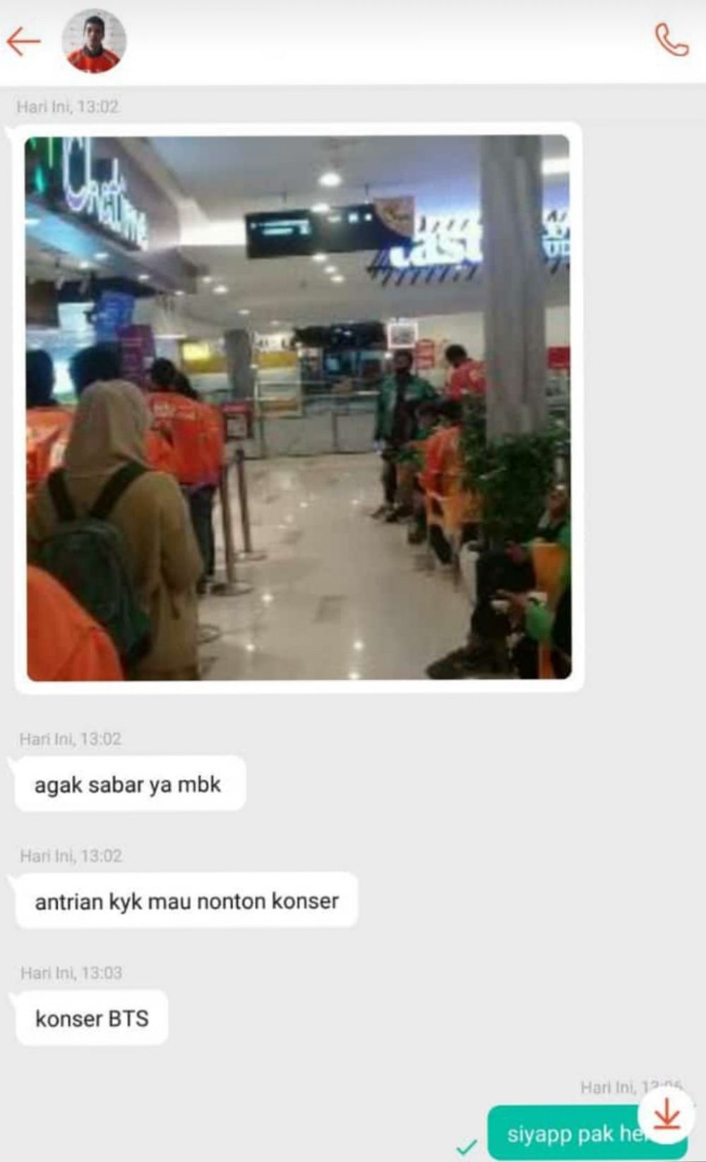 chat alasan telat antar pesanan © Twitter
