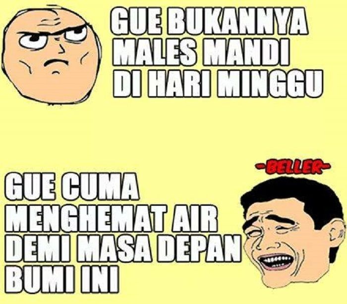 Meme alasan malas mandi Berbagai sumber