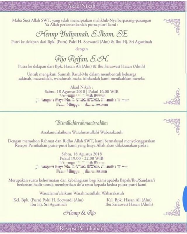 gelar akademis seleb di undangan nikah bikin terkejut © berbagai sumber