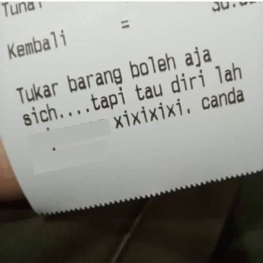 Catatan lucu di struk belanjaan © berbagai sumber