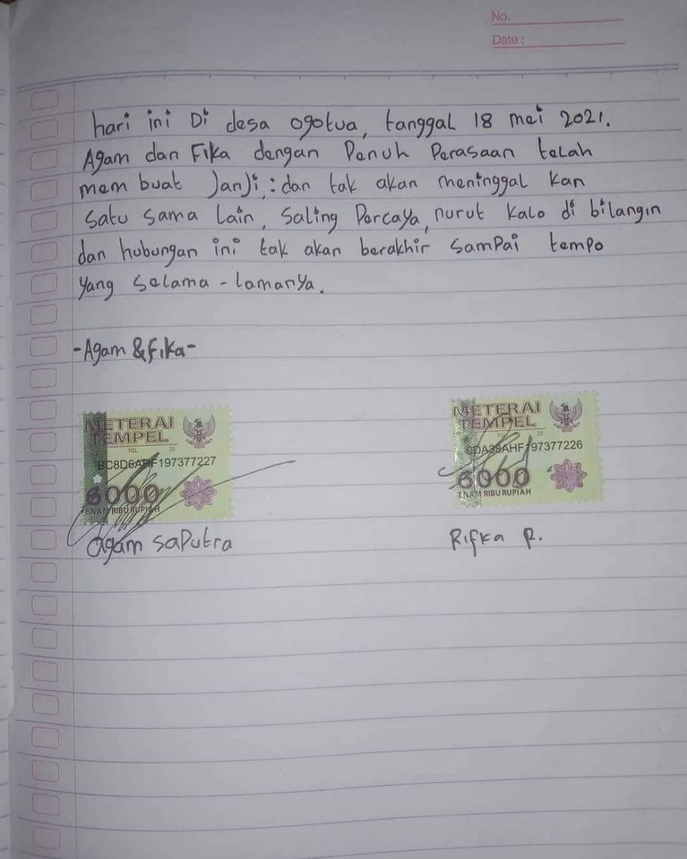 surat bermaterai nyeleneh © berbagai sumber surat bermaterai nyeleneh © berbagai sumber