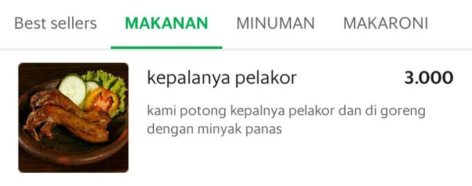 nama makanan di ojek online © Twitter nama makanan di ojek online © Twitter
