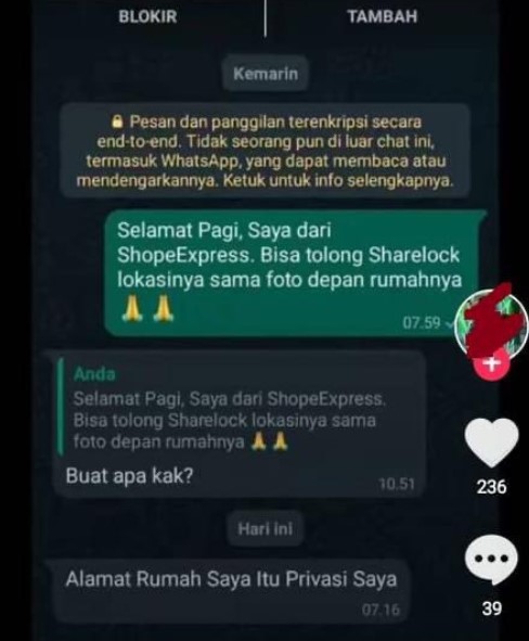 Chat lucu kurir tanya alamat rumah © berbagai sumber