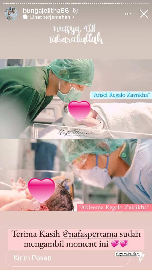 kelahiran anak kedua Bunga Jelitha © berbagai sumber