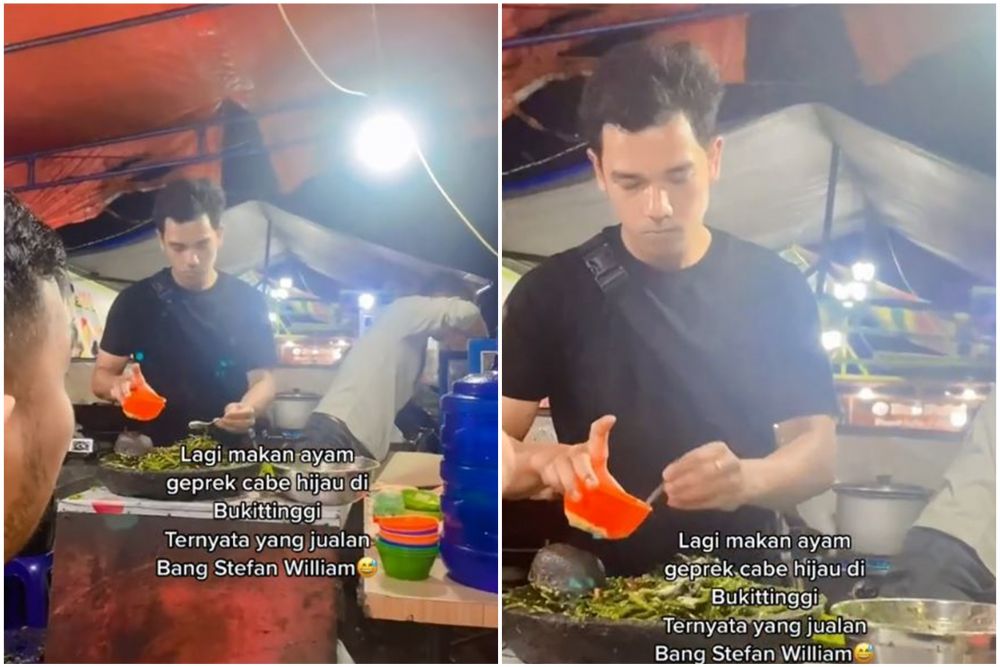 potret penjual ayam geprek mirip stefan william © TikTok
