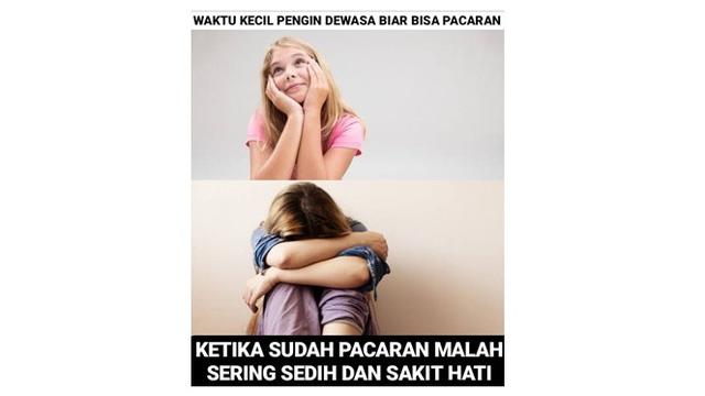 Meme perbedaan saat masih kecil dan dewasa Berbagai sumber