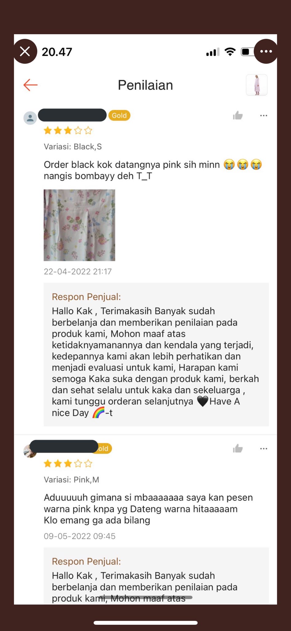 Ulasan pembeli salah barang © berbagai sumber