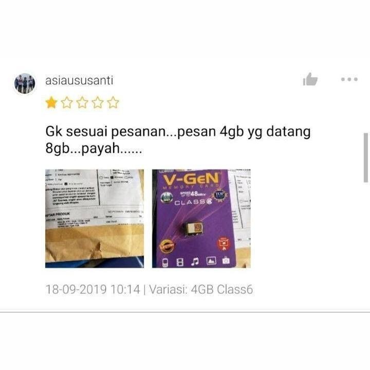 Ulasan pembeli salah barang © berbagai sumber