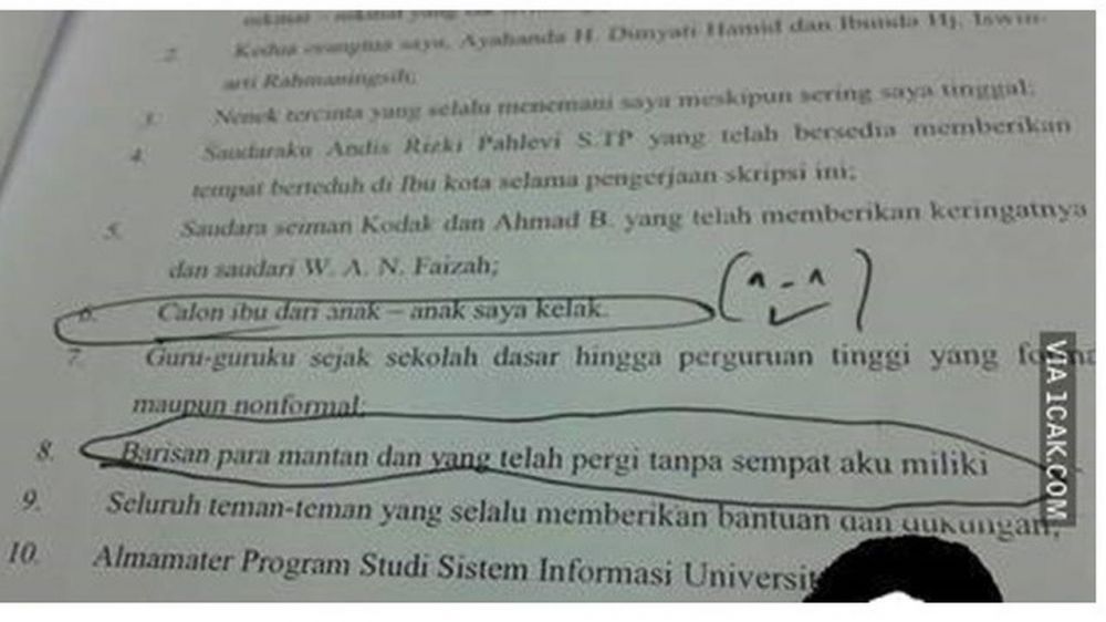 tulisan kocak di skripsi  © berbagai sumber