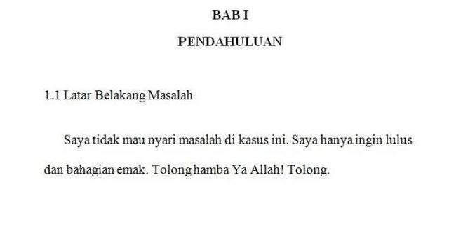 tulisan kocak di skripsi  © berbagai sumber