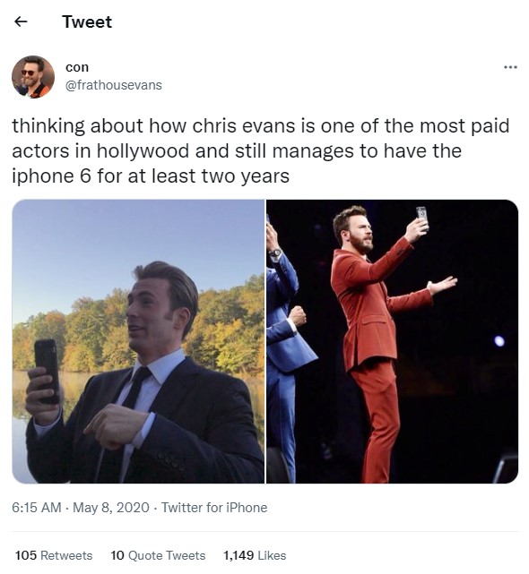 Ganti ponsel, Chris Evans ucapkan perpisahan untuk iPhone jadulnya