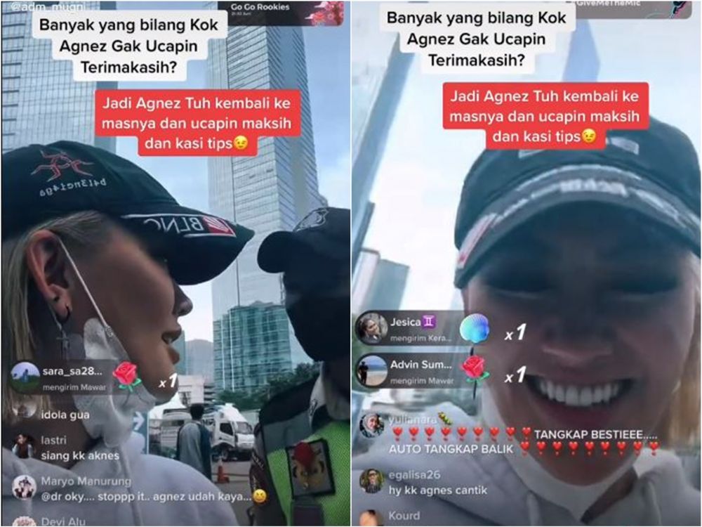 sikap agnez mo live bareng satpam © TikTok