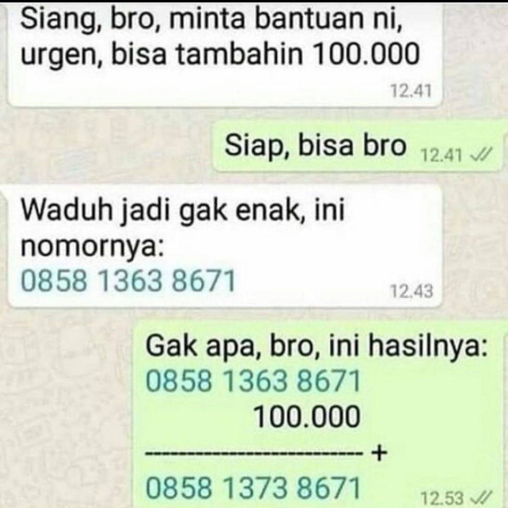 Chat kocak saat dimintai tolong © berbagai sumber