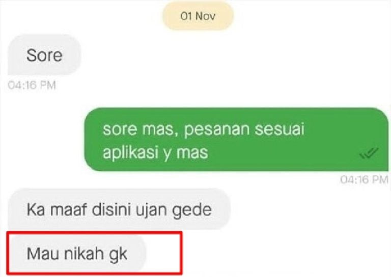 Chat ojek online dan customer nggak nyambung Berbagai sumber