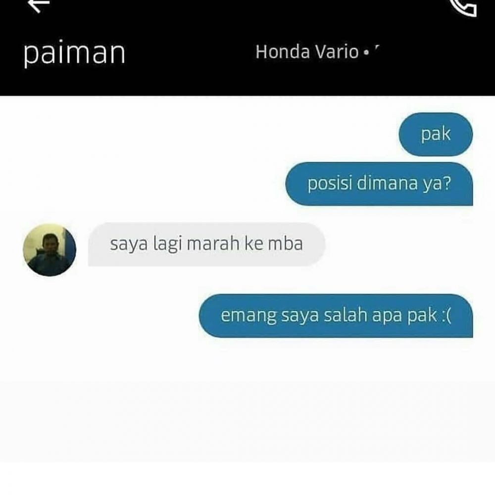 Chat ojek online dan customer nggak nyambung Berbagai sumber