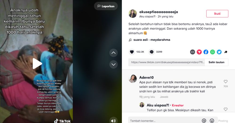 Kisah nenek lama tidak bertemu anak Tiktok