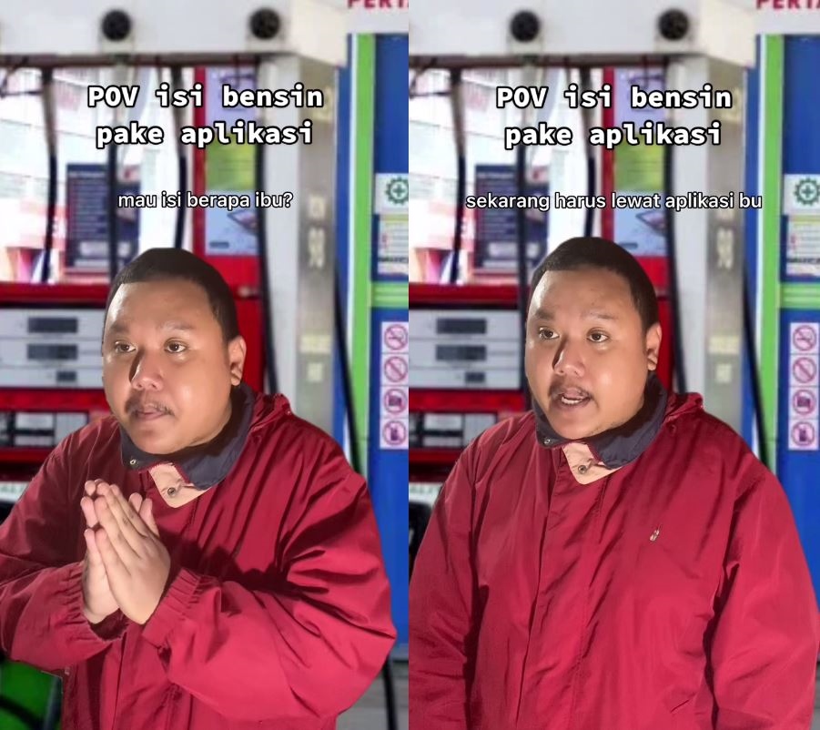 aksi kocak sindir beli bensin pakai aplikasi © berbagai sumber