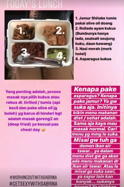 10 Menu makan siang Sabrina Chairunnisa saat diet, simpel & antihambar