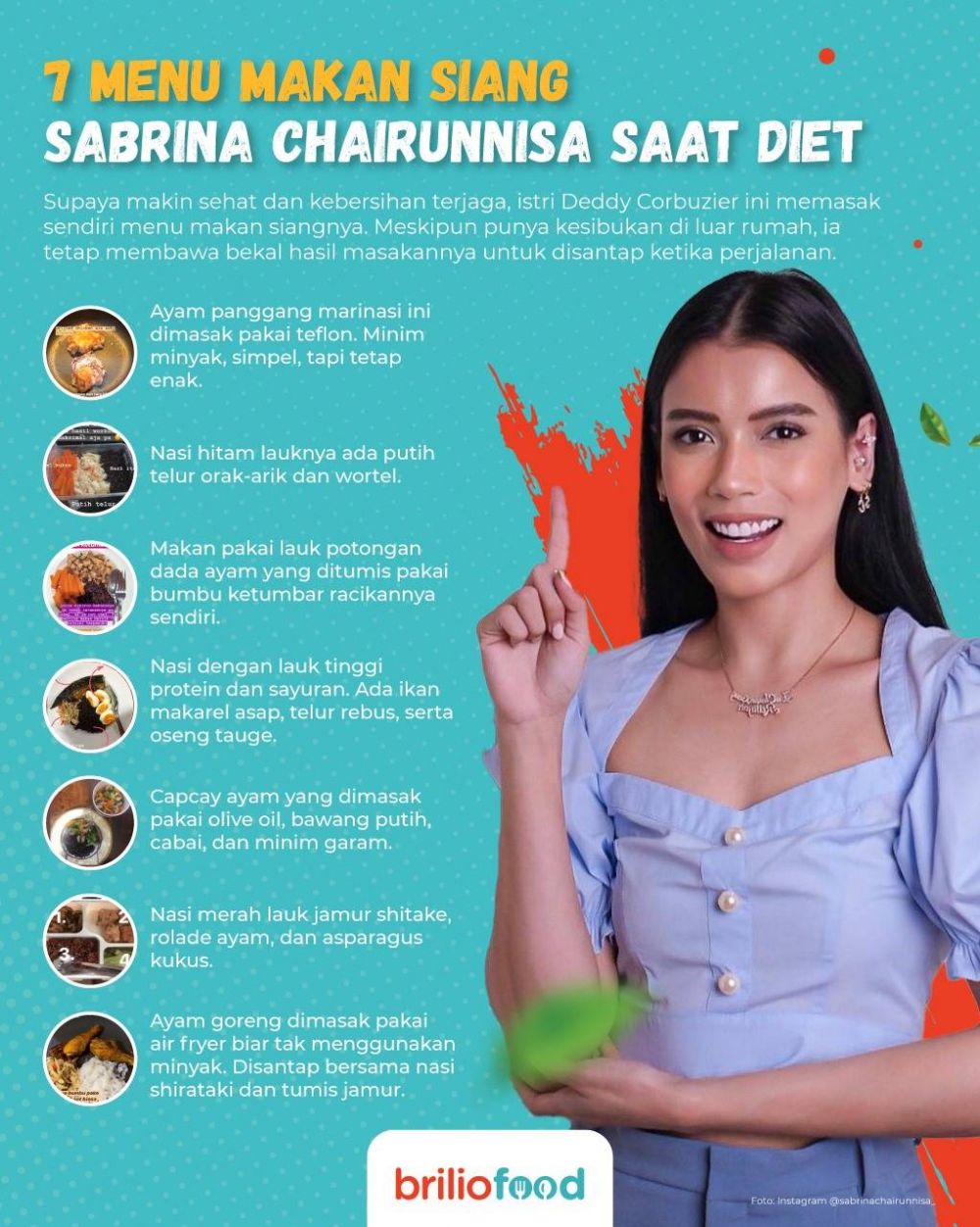 10 Menu makan siang Sabrina Chairunnisa saat diet, simpel & antihambar