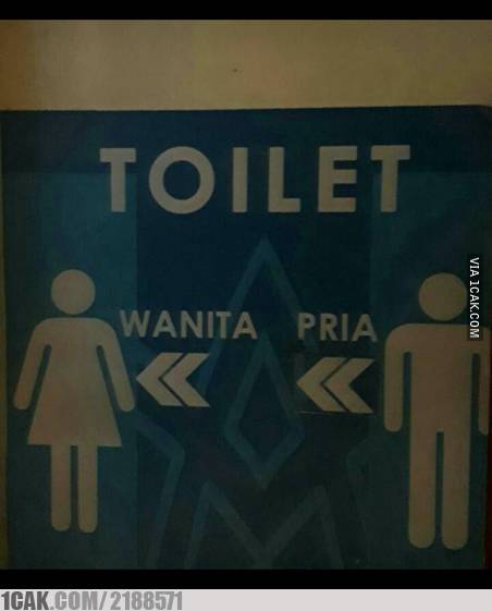 Petunjuk nyeleneh arah ke toilet © berbagai sumber