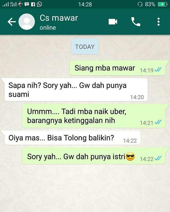 chat ojek online malah plot twist © berbagai sumber