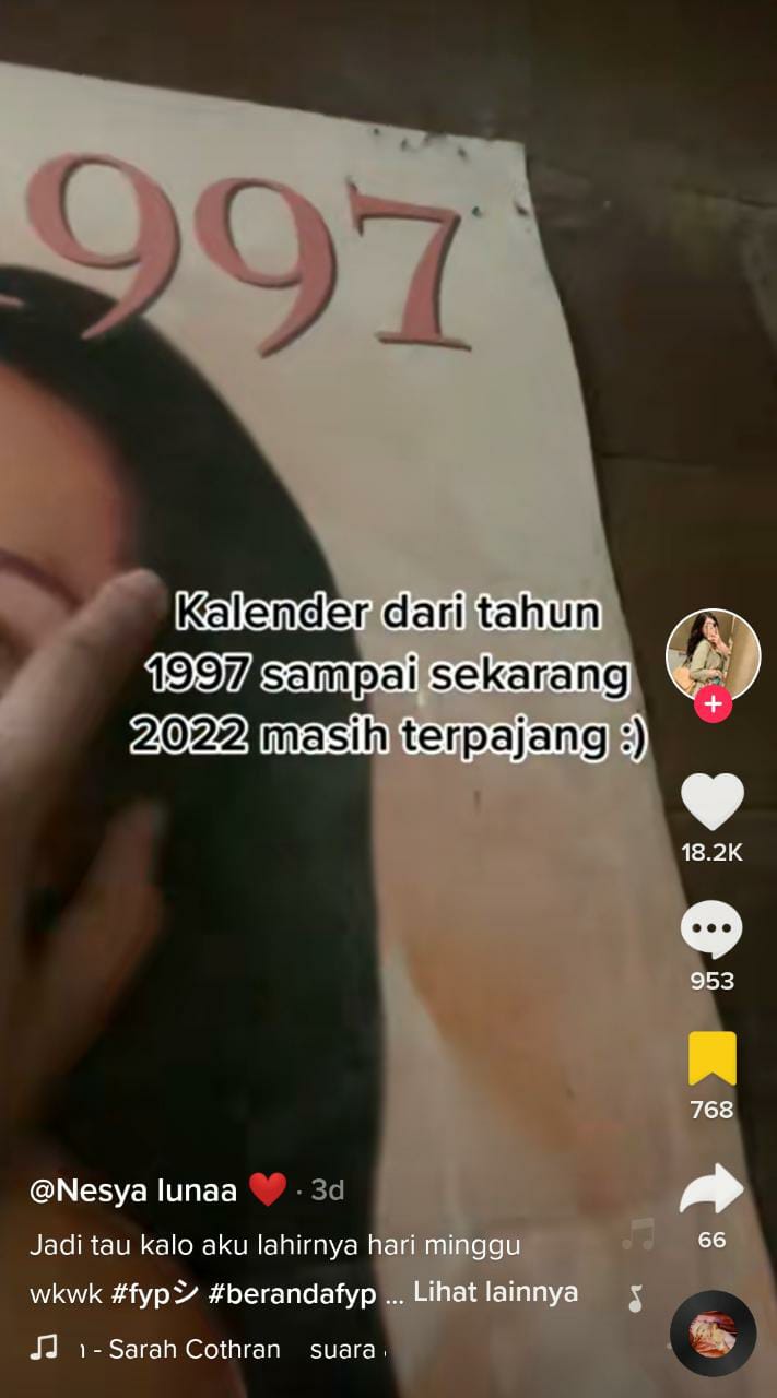 kalender tahun 1997 Tiktok