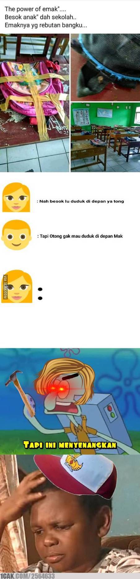 Meme gambaran saat pertama masuk sekolah Berbagai sumber