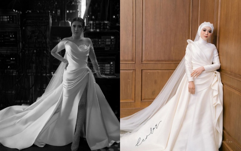 beda gaya gaun nikah Via Vallen dan Lesty © berbagai sumber beda gaya gaun nikah Via Vallen dan Lesty © berbagai sumber
