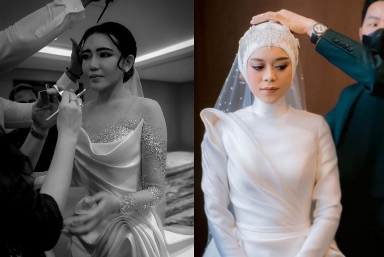 beda gaya gaun nikah Via Vallen dan Lesty © berbagai sumber beda gaya gaun nikah Via Vallen dan Lesty © berbagai sumber