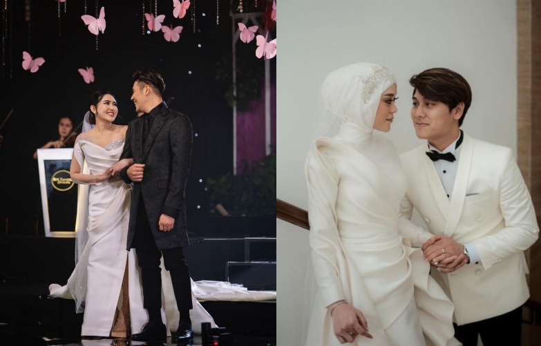 beda gaya gaun nikah Via Vallen dan Lesty © berbagai sumber beda gaya gaun nikah Via Vallen dan Lesty © berbagai sumber