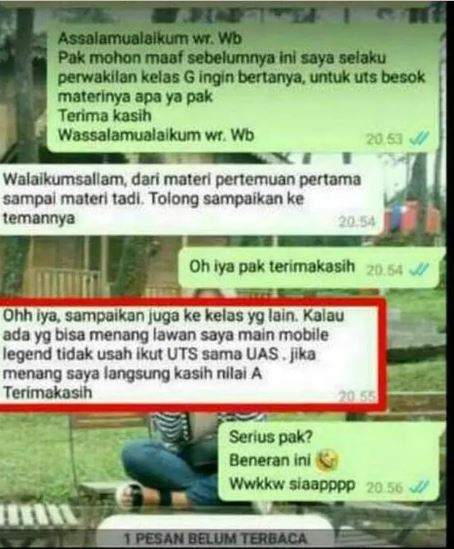 Chat lucu mahasiswa bimbingan ke dosen Berbagai sumber