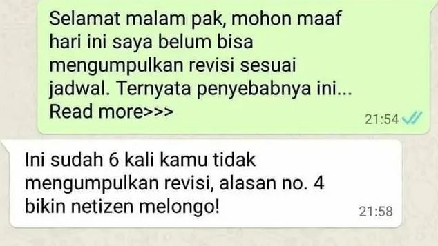 Chat lucu mahasiswa bimbingan ke dosen Berbagai sumber