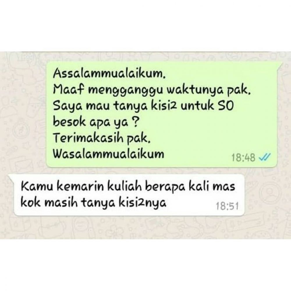 Chat lucu mahasiswa bimbingan ke dosen Berbagai sumber