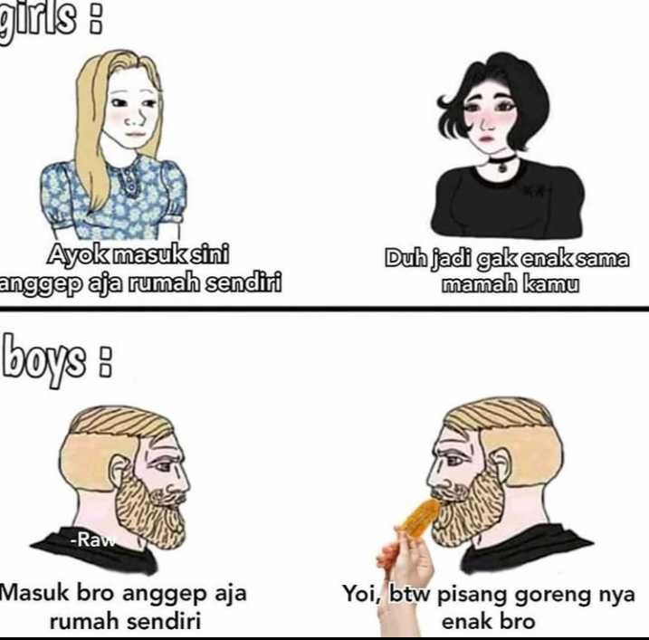Meme lucu perbedaan reaksi antara cowok dan cewek Berbagai sumber Meme lucu perbedaan reaksi antara cowok dan cewek Berbagai sumber