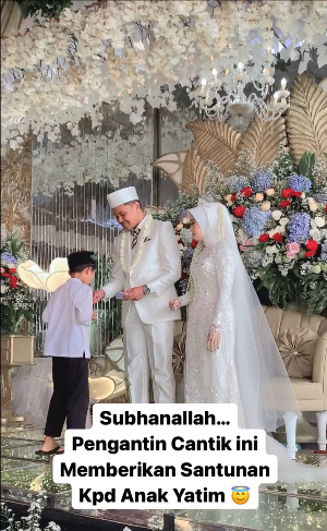 Undang anak yatim ke pernikahan, aksi pasangan pengantin bikin salut