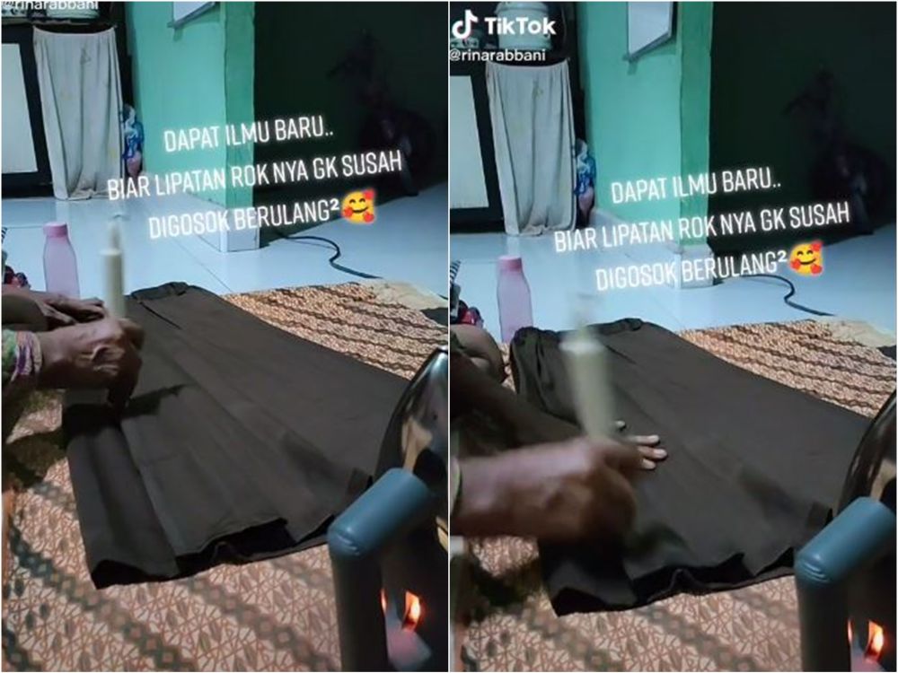 ibu tunjukkan trik setrika rok sekolah © TikTok ibu tunjukkan trik setrika rok sekolah © TikTok