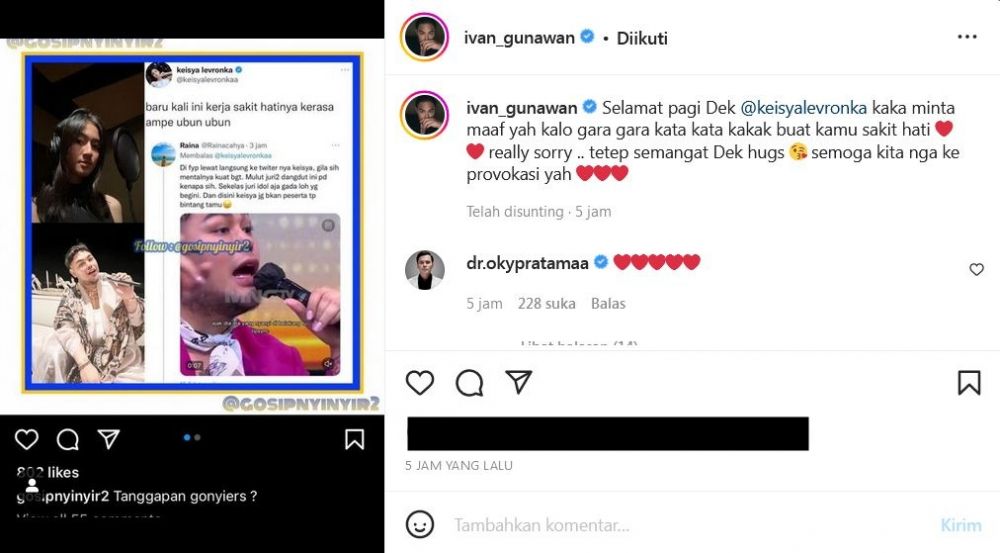 Ivan Gunawan minta maaf usai singgung Keisya Levronka untuk lipsync
