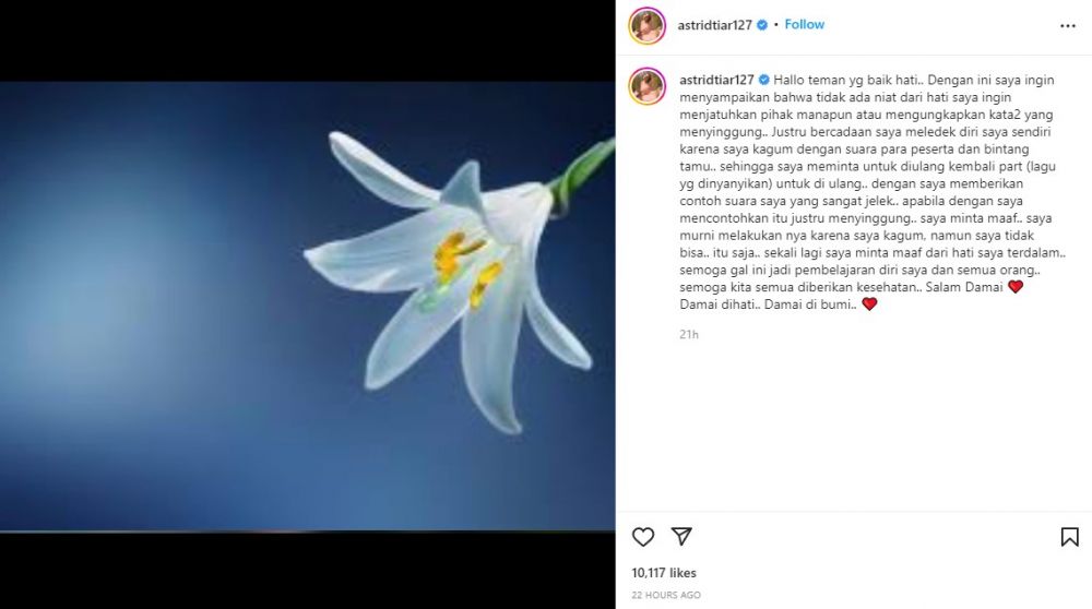 Astrid Tiar minta maaf © berbagai sumber Astrid Tiar minta maaf © berbagai sumber