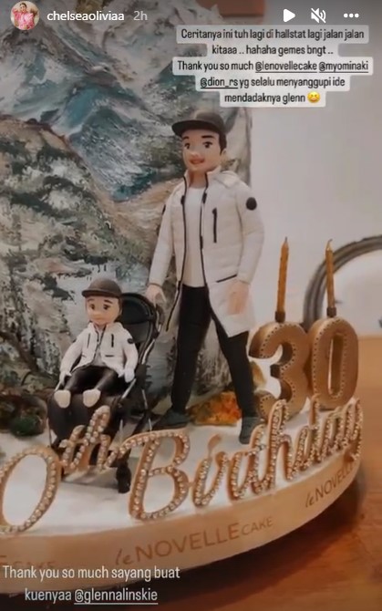 10 Potret detail kue ultah Chelsea Olivia ke-30, bak miniatur Austria