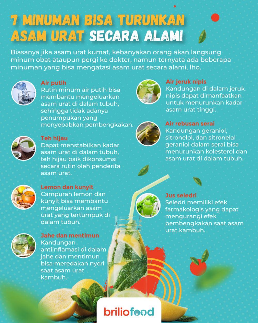 10 Minuman turunkan asam urat, alami dan tanpa efek samping