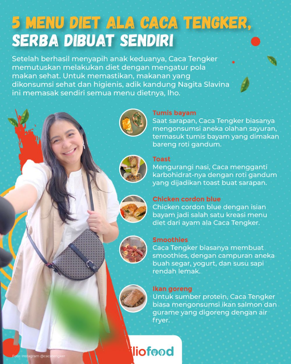 10 Makanan dikonsumsi Caca Tengker selama diet ini tinggi nutrisi