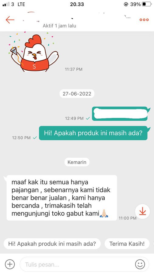 chat penjual online shop bikin kesal © berbagai sumber