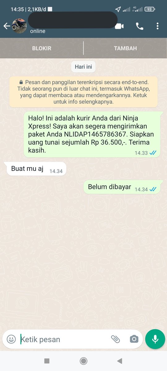chat basalan penerima paket © Twitter chat basalan penerima paket © Twitter