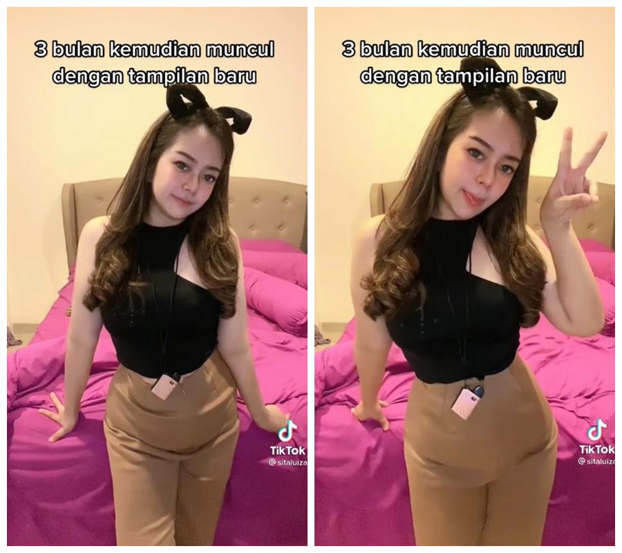 patah hari wanita ini glow up © TikTok/@sitaluiza