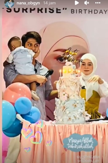 10 Detail kue ulang tahun Lesty Kejora ke-23, elegan serba pastel