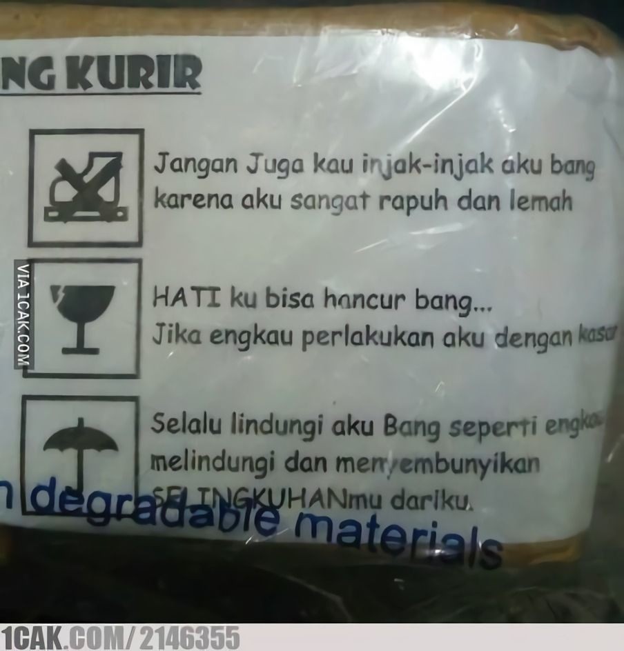 Peringatan lucu jangan dibanting di paket © berbagai sumber
