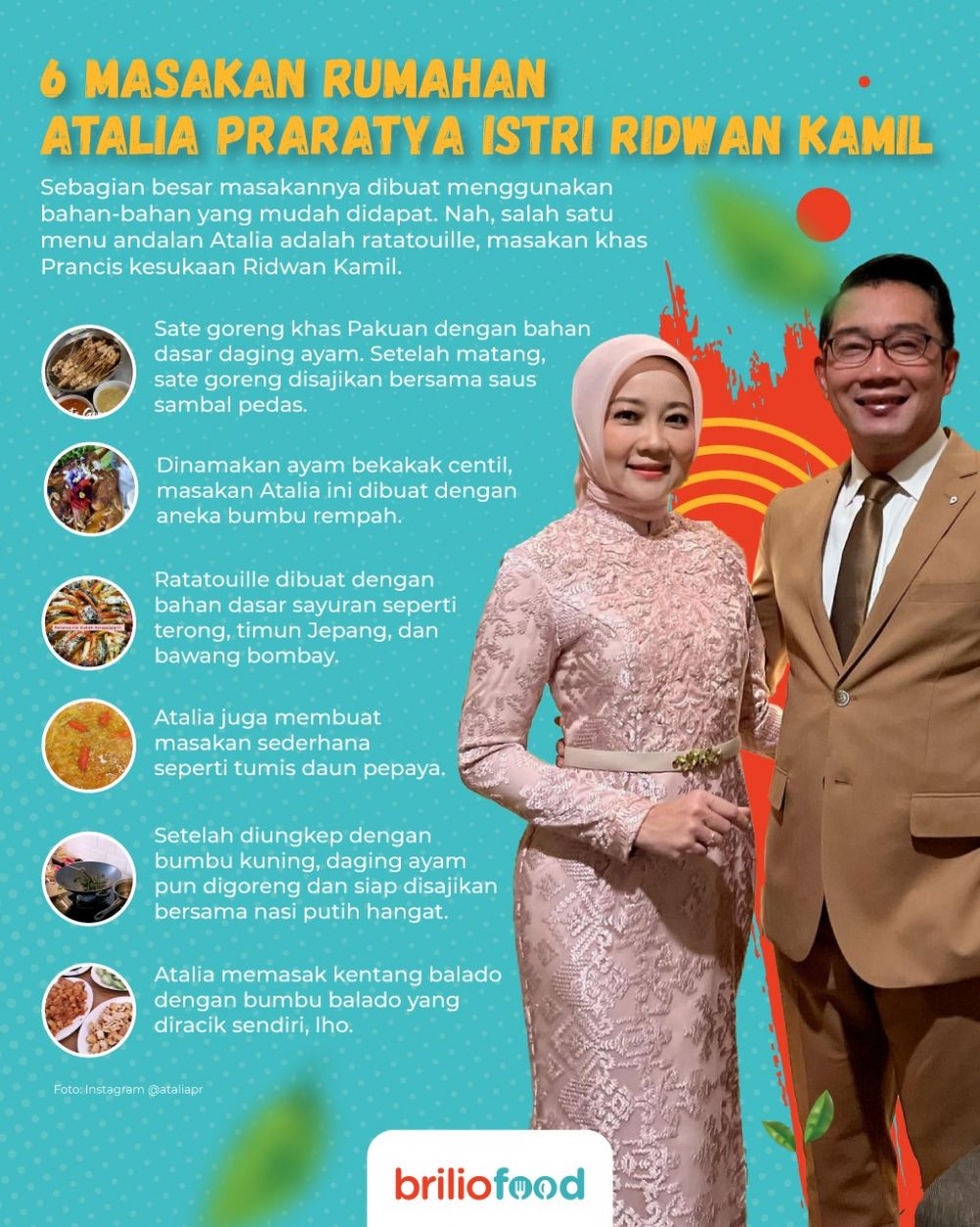 10 Kreasi masakan Atalia Praratya istri Ridwan Kamil, menggugah selera